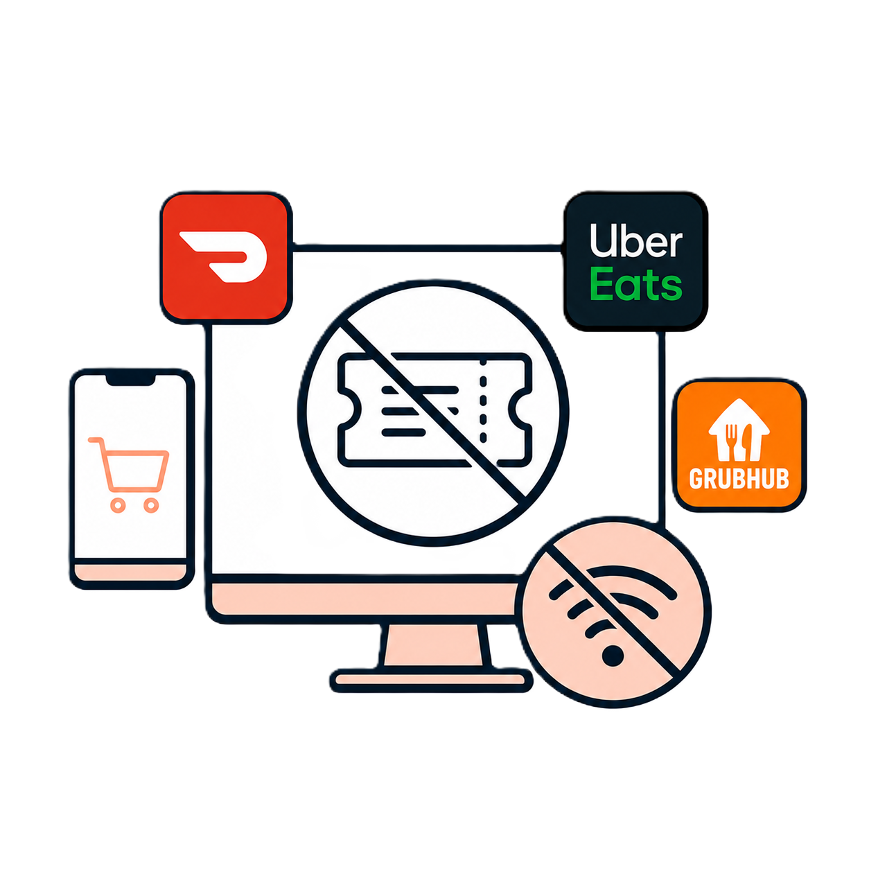 Online and delivery orders outage icon